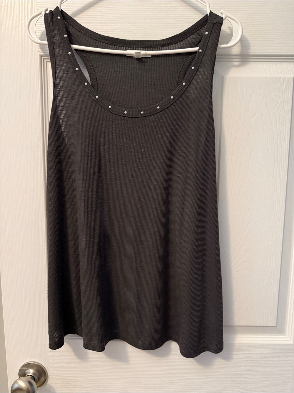 Maurices Black Ribbed Tank with Silver Stud Accents